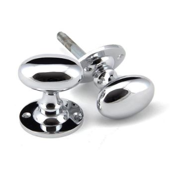 Oval Mortice/Rim Door Knob Set in Polished Chrome - 91975