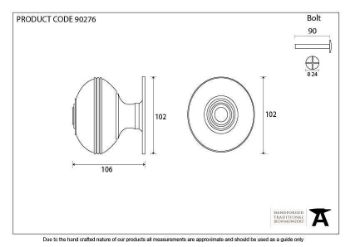 Prestbury Centre Door Knob in Polished Nickel - 90276_TECH DWG