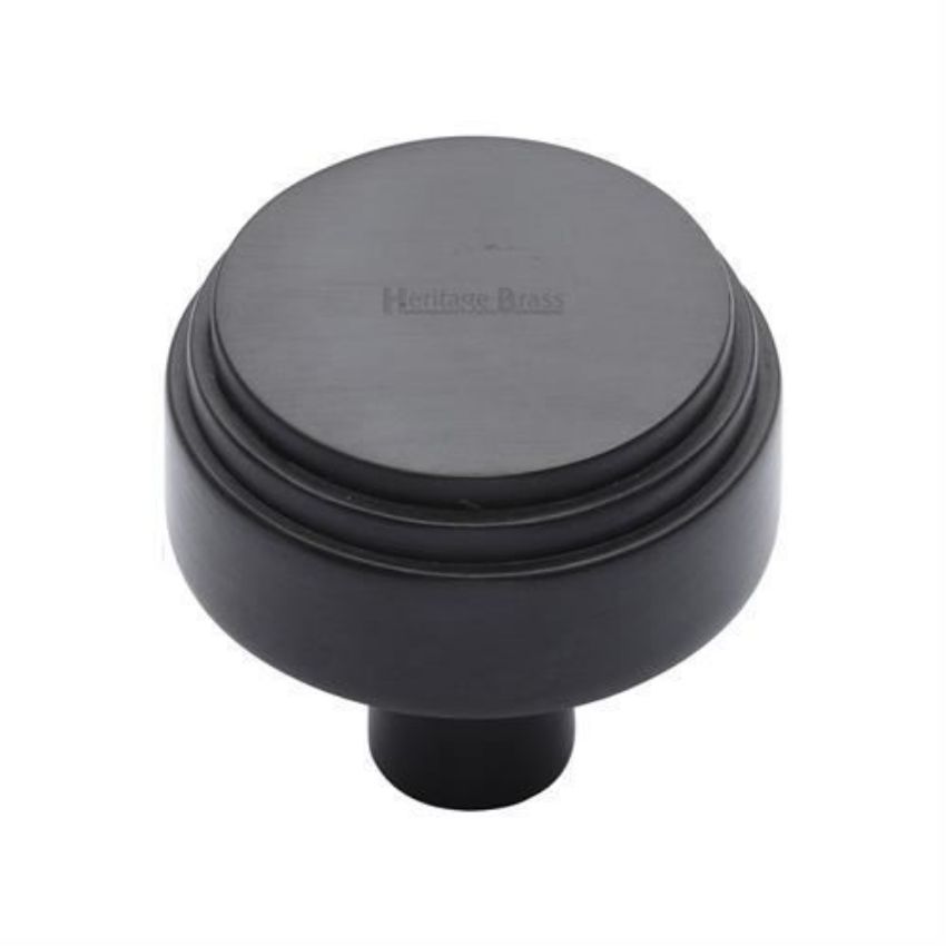 Round Deco Cabinet Knob in a Matt Black Finish - C3987-BKMT