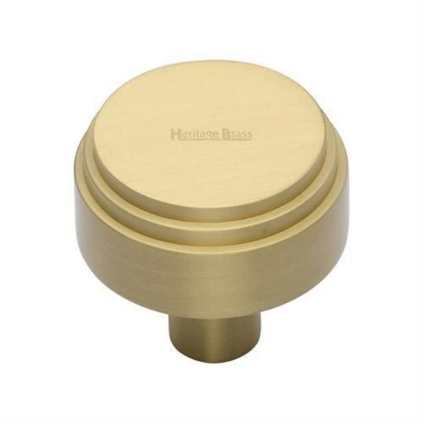 Round Deco Cabinet Knob in a Satin Brass Finish - C3987-SB