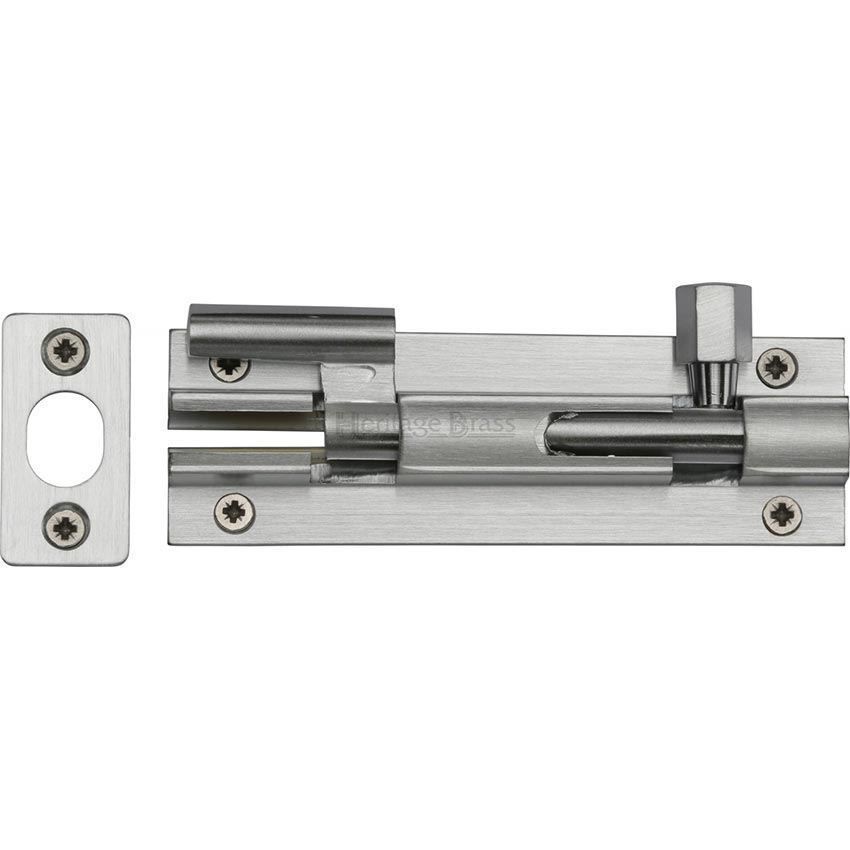 Necked door bolt in Satin Chrome finish