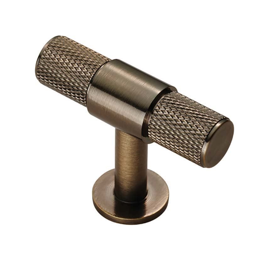 KNURLED T-BAR KNOB - Antique Brass - FTD701AB