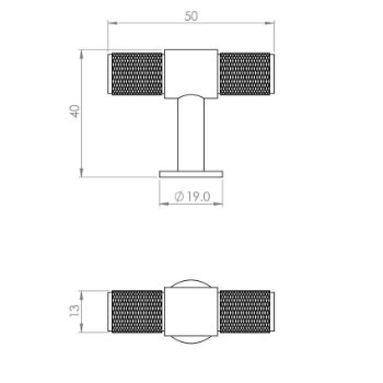 KNURLED T-BAR KNOB - Antique Brass - FTD701AB