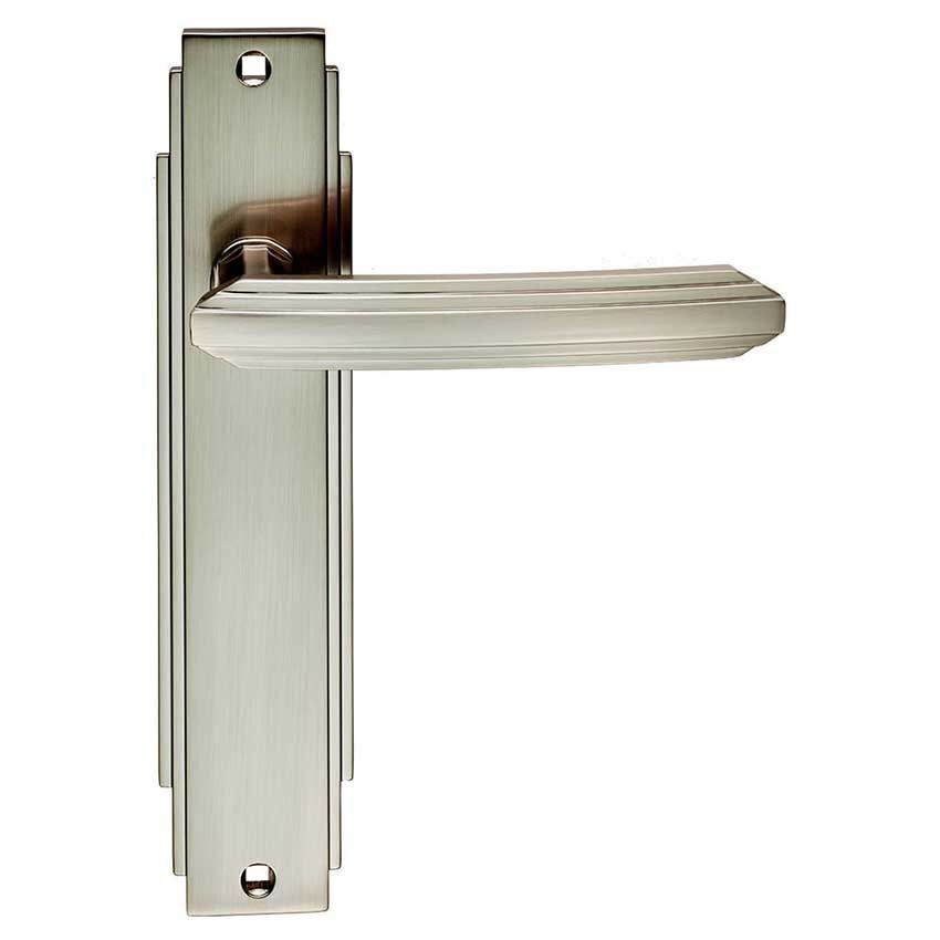 Picture of Art Deco Door Handles On Backplate - Adr012Sn