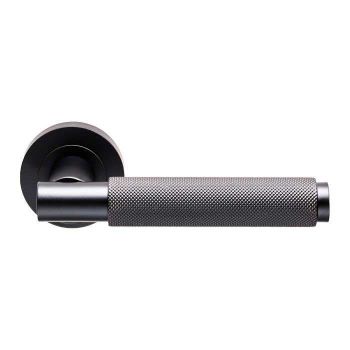 Varese Knurled lever on Round Rose- Matt Black - EUL050MB