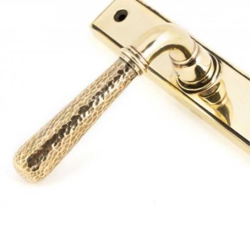 Aged Brass Hammered Newbury Slimline Sprung Lever Espag. Lock Set- 45498