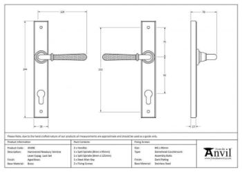 Aged Brass Hammered Newbury Slimline Sprung Lever Espag. Lock Set- 45498