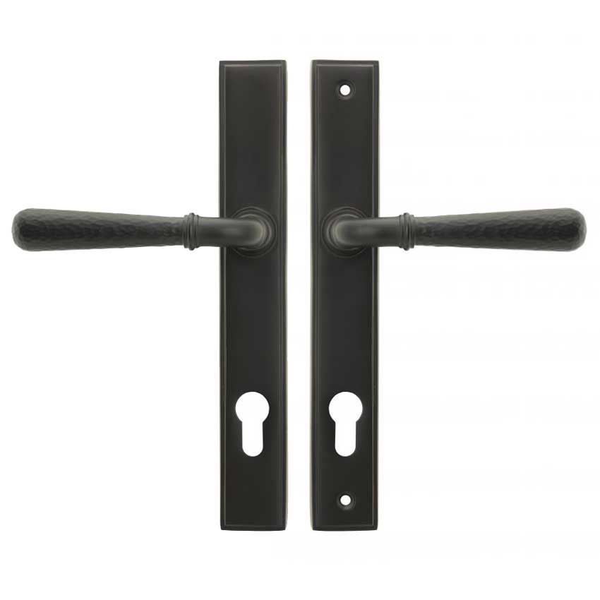 Aged Bronze Hammered Newbury Slimline Sprung Lever Espag. Lock Set- 45773