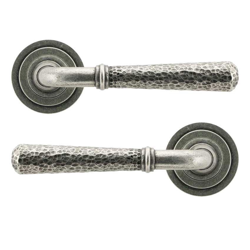 Pewter Hammered Newbury Lever on a Plain Rose - Unsprung - 49990 