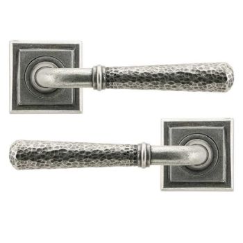 Pewter Hammered Newbury Lever on a Square Rose - Unsprung - 49992