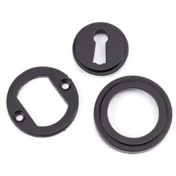 Matt Black Round Art Deco Escutcheon - 49537 