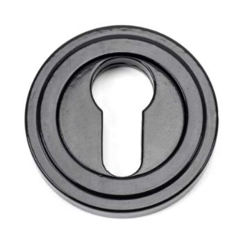 Black Round Art Deco Euro Profile Escutcheon - From the Anvil - 45720 