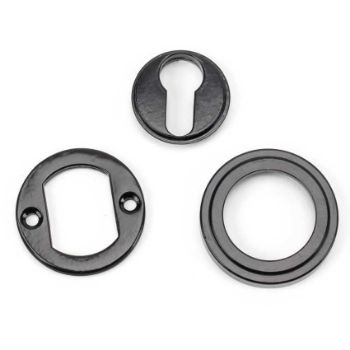 Black Round Art Deco Euro Profile Escutcheon - From the Anvil - 45720 