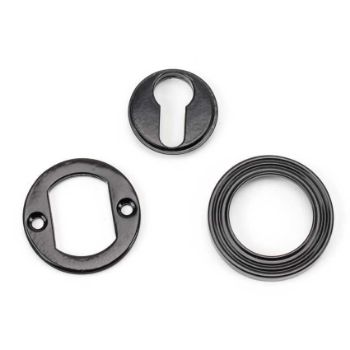 Black Round Beehive Euro Profile Escutcheon - From the Anvil - 45721