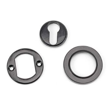 Black Round Plain Euro Profile Escutcheon - From the Anvil - 45719