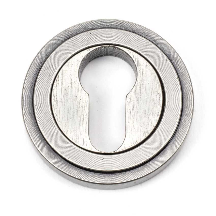 Pewter Round Art Deco Euro Profile Escutcheon - From the Anvil - 45728