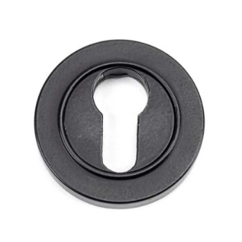 Matt Black Round Plain Euro Profile Escutcheon - From the Anvil - 49540