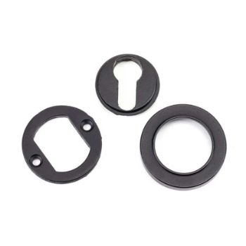 Matt Black Round Plain Euro Profile Escutcheon - From the Anvil - 49540