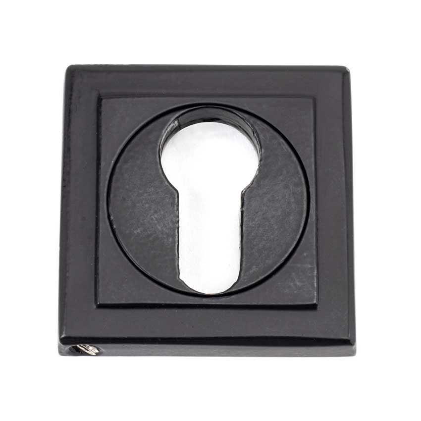 Matt Black Square Euro Profile Escutcheon - From the Anvil - 49543 