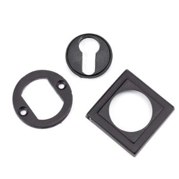 Matt Black Square Euro Profile Escutcheon - From the Anvil - 49543 