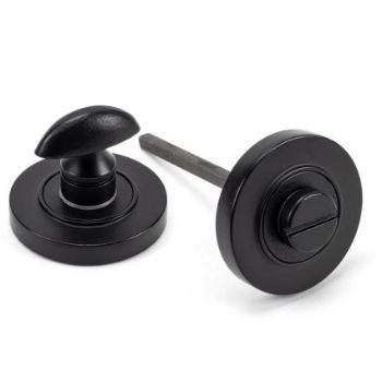 Matt Black Round Thumbturn on a Plain Round Rose - From the Anvil - 49544