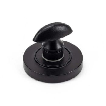 Matt Black Round Thumbturn on a Plain Round Rose - From the Anvil - 49544