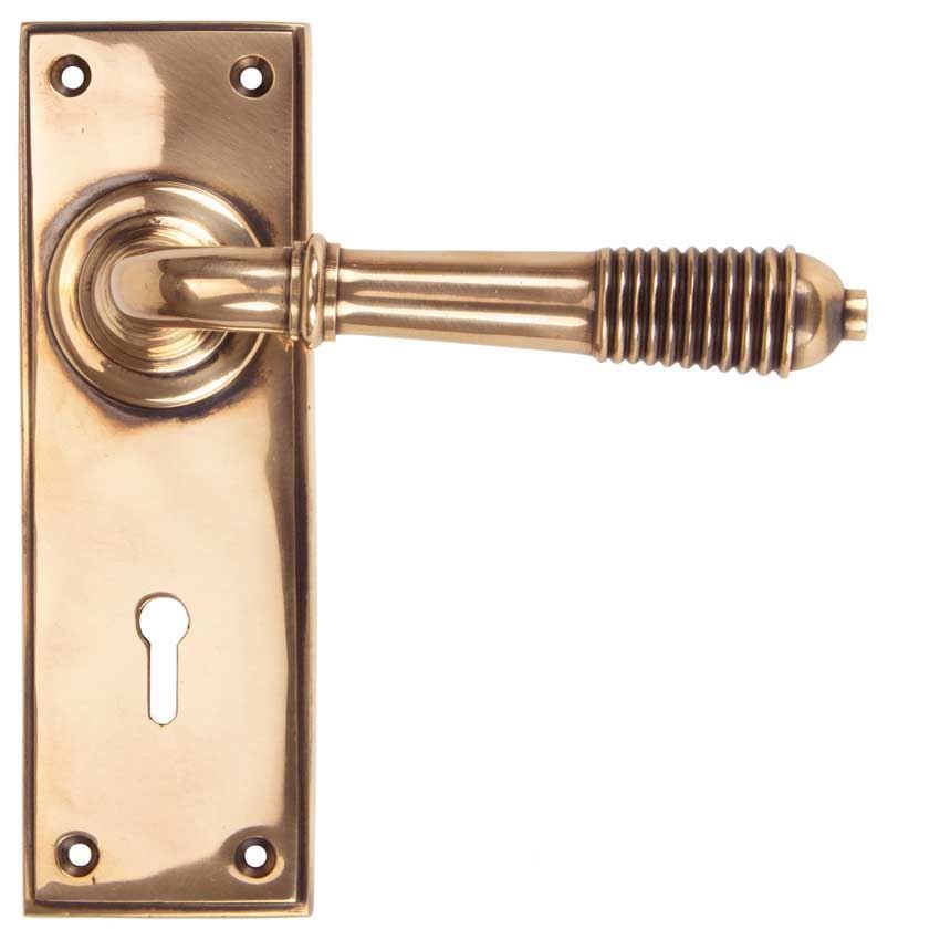 Reeded Lock Handle in Polished Bronze - 91913