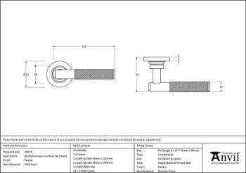 Brompton Lever on a Plain Rose in Pewter (Unsprung) - 50013