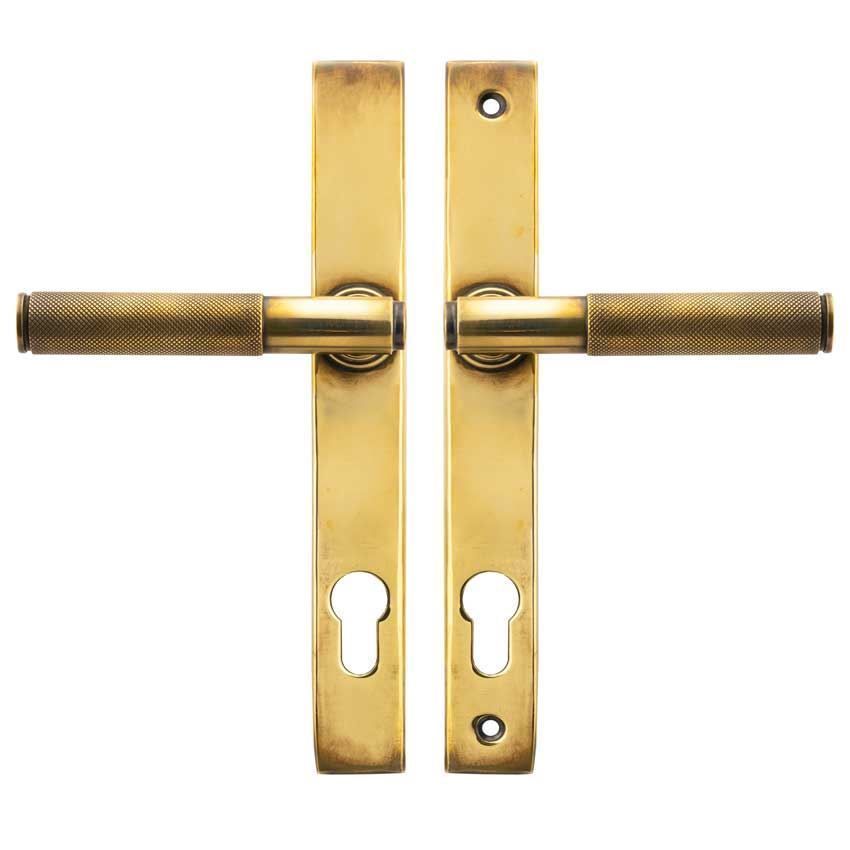 Brompton Slimline Sprung Lever Espag Lock Set - Aged Brass - 45499