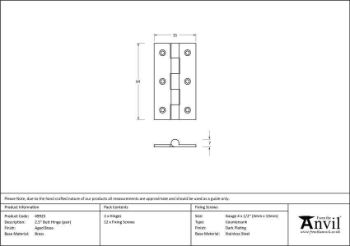 2.5" Aged Brass Butt Hinges - 49925