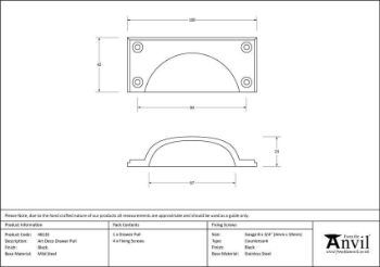 Black Art Deco Drawer Pull - 46135