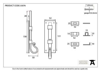 Pewter 6" Shepherd's Crook Universal Bolt - 33076