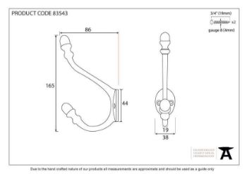 Natural Smooth 6 1/2" Hat & Coat Hook - 83543