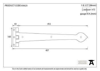 Black Textured 18" Cast T Hinge - 83623