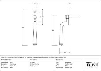 Polished Brass Avon Espag - 46711 back