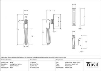 Polished Chrome Locking Hinton Fastener - 45340