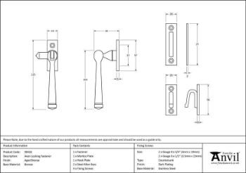 Aged Bronze Locking Avon Fastener - 90410