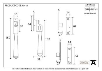 Aged Brass Night-Vent Locking Avon Fastener - 90411