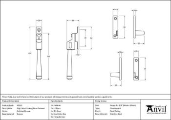 Polished Bronze Night-Vent Locking Avon Fastener - 45925