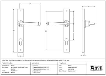 Aged Bronze Avon Slimline Espag. Lock Set - 90357