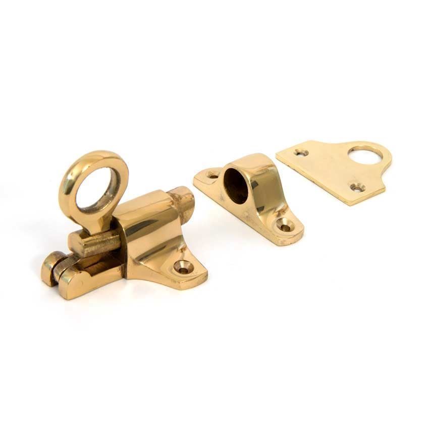 Polished Brass Fanlight Catch + Two Keeps - 90267