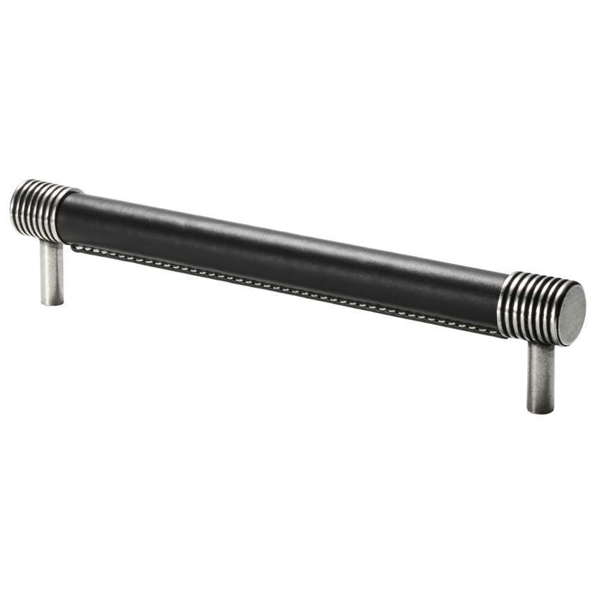 Jarrow Black leather and Pewter round bar handle - FD409