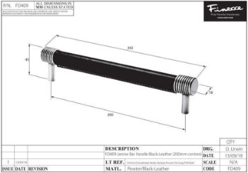 Jarrow Black leather and Pewter round bar handle - FD409