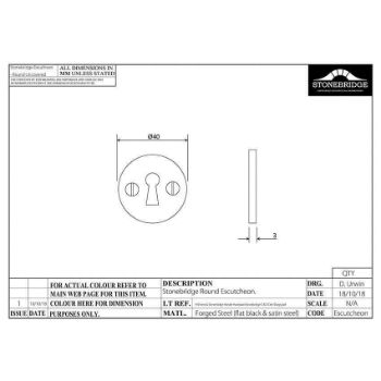 ESCUTCHEON ROUND UNCOVERED ARMOR COAT SATIN STEEL - SS713