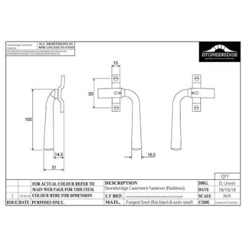 PADSTOW CASEMENT FASTNER R/H LOCKING ARMOR COAT FLAT BLACK - SB-FB203