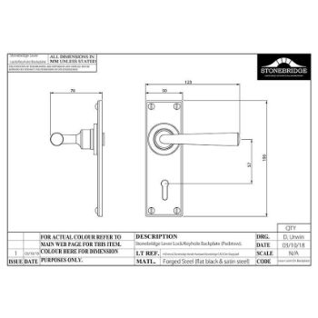 Padstow Flat Black Lock Handle on a Backplate - SB-FB005 