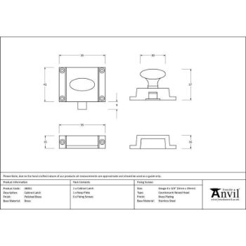 Polished Brass Cabinet Latch - 46151