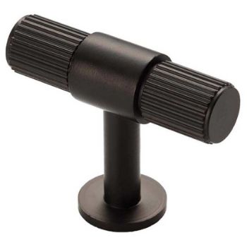 Matt Black Lines T-Bar Cabinet Knob - FTD711MB