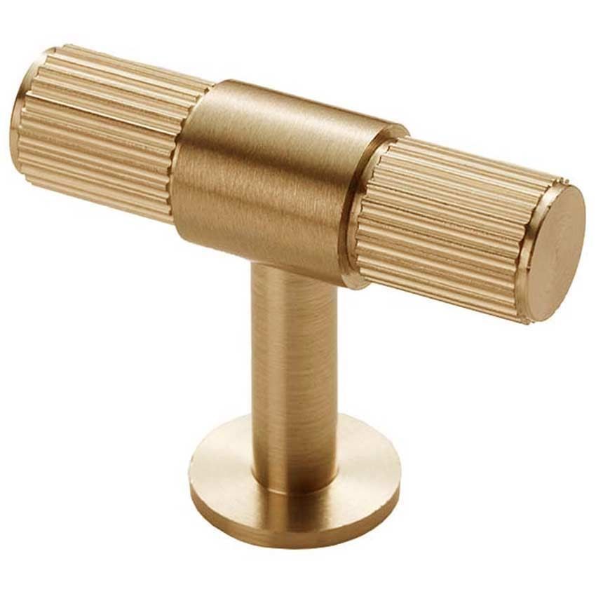 Satin Brass Lines T-Bar Cabinet Knob - FTD711SB