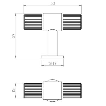 Satin Brass Lines T-Bar Cabinet Knob - FTD711SB